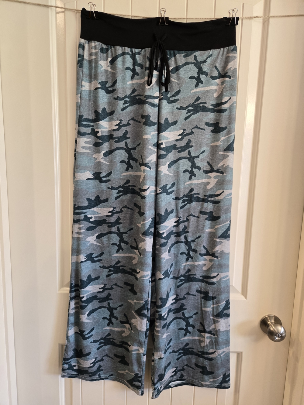 Womens Green Camo Wide-Leg Lounge Pants Size 3x